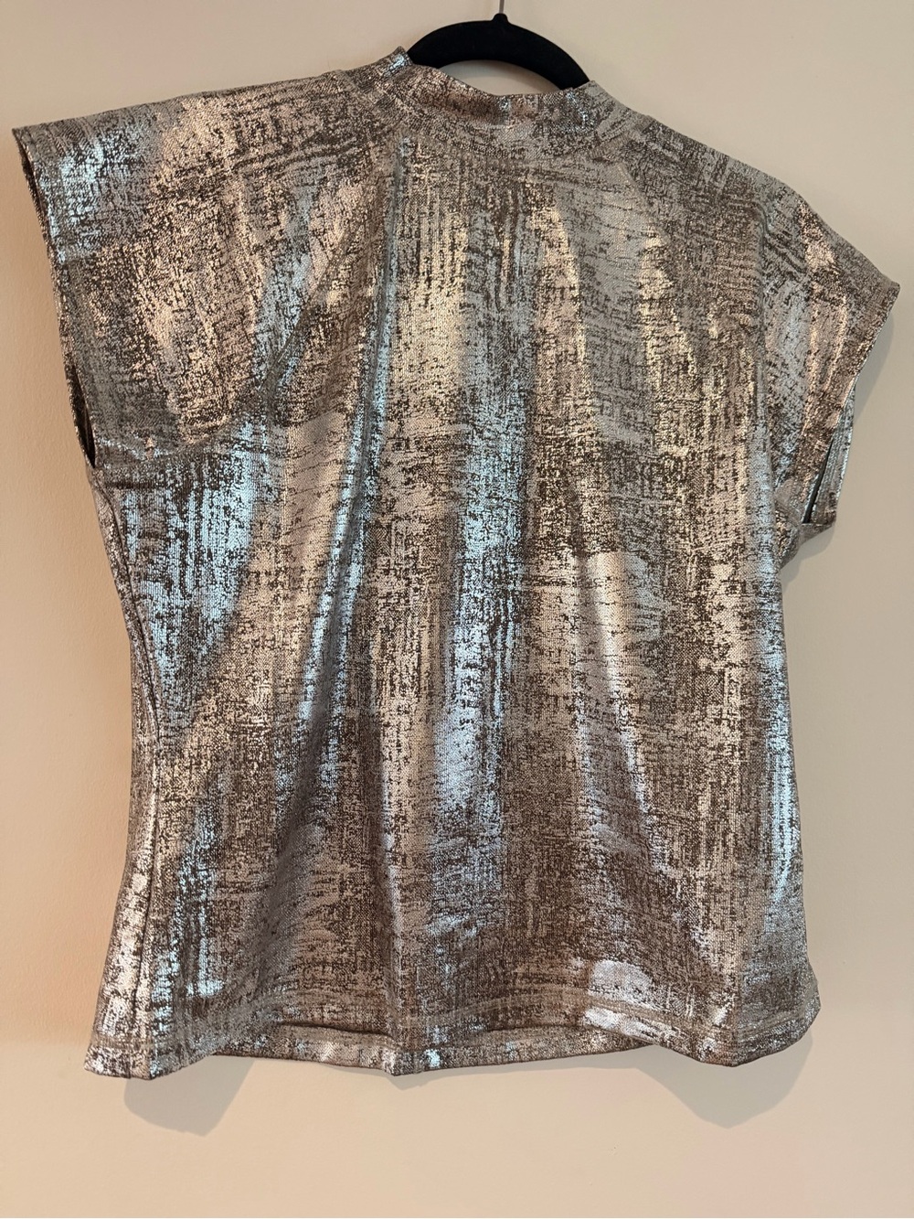Pilcro Metallic Silver Mock Neck Top - Women's